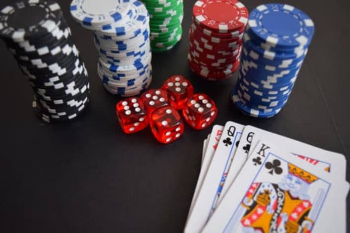 cards, dices, and chips
